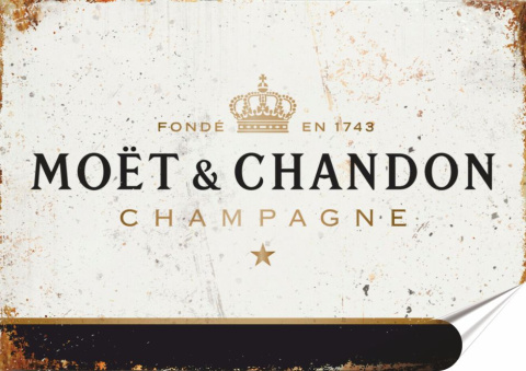 Szampan Plakat folia Samoprzylepna Plakietka(motyw metalowego szyldu)#20676