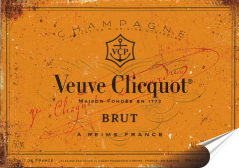 Szampan Plakat folia Samoprzylepna Plakietka(motyw metalowego szyldu)#20677