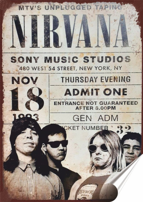 Nirvana Plakat folia Samoprzylepna Plakietka(motyw metalowego szyldu)#20682