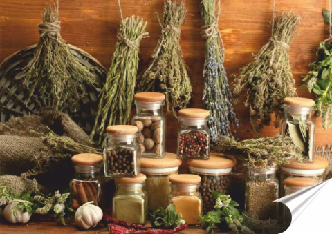 Zioła Plakat folia Samoprzylepna Plakietka(motyw metalowego szyldu)#21207