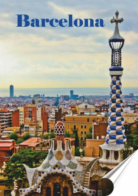 Barcelona Plakat folia Samoprzylepna Plakietka(motyw metalowego szyldu)#21210