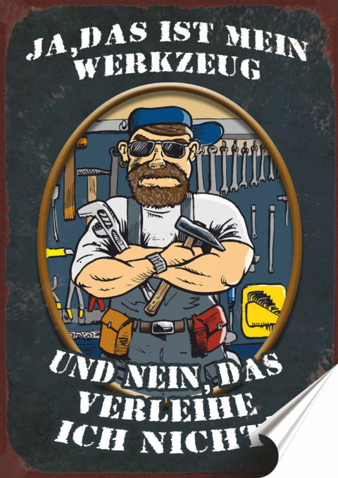 Garaż Plakat folia Samoprzylepna Plakietka(motyw metalowego szyldu)#21216