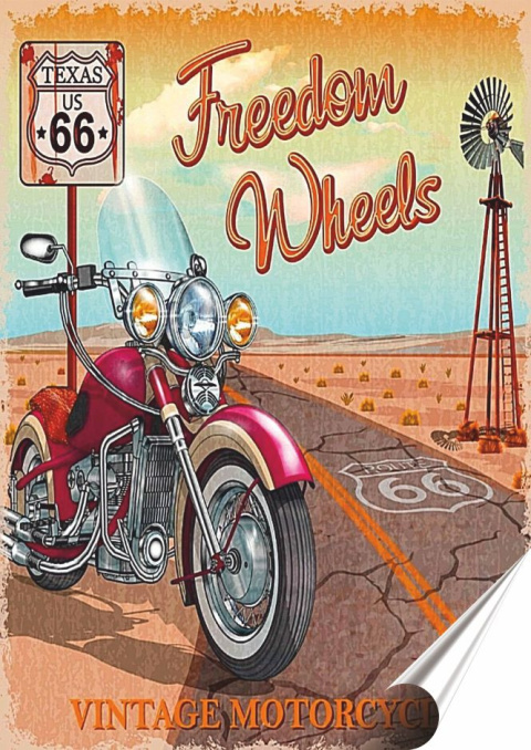 Rout 66 Plakat folia Samoprzylepna Plakietka(motyw metalowego szyldu)#21242