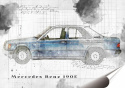 Mercedes 190 Plakat folia Samoprzylepna Plakietka(motyw metalowego szyldu)#21271
