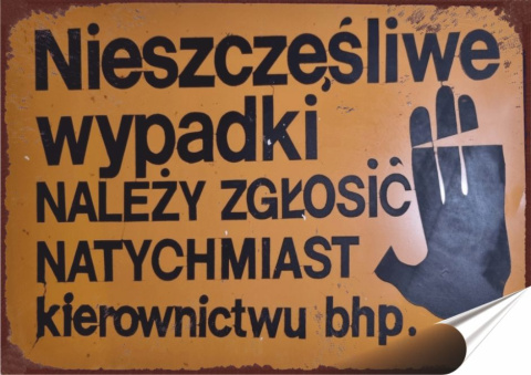 PRL Plakat folia Samoprzylepna Plakietka(motyw metalowego szyldu)#18857