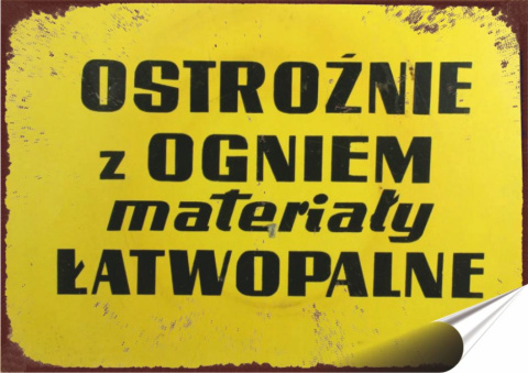 PRL Plakat folia Samoprzylepna Plakietka(motyw metalowego szyldu)#18858