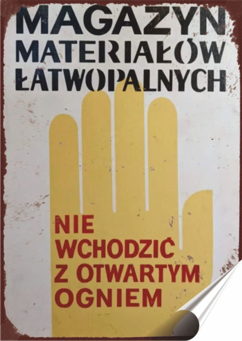 PRL Plakat folia Samoprzylepna Plakietka(motyw metalowego szyldu)#18863