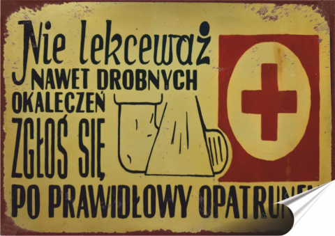 PRL Plakat folia Samoprzylepna Plakietka(motyw metalowego szyldu)#18876