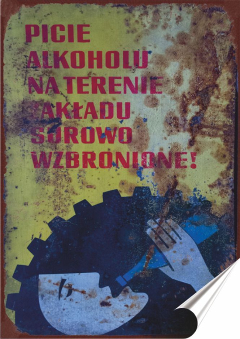 PRL Plakat folia Samoprzylepna Plakietka(motyw metalowego szyldu)#18877