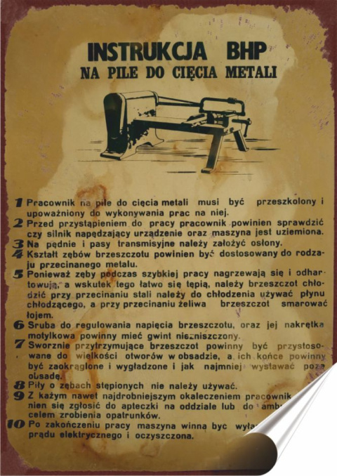 PRL Plakat folia Samoprzylepna Plakietka(motyw metalowego szyldu)#18879