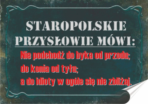 PRL Plakat folia Samoprzylepna Plakietka(motyw metalowego szyldu)#18939