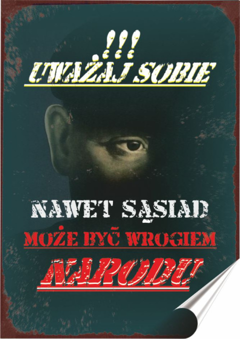 PRL Plakat folia Samoprzylepna Plakietka(motyw metalowego szyldu)#18943