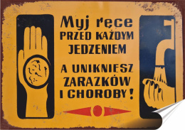 PRL Plakat folia Samoprzylepna Plakietka(motyw metalowego szyldu)#18954