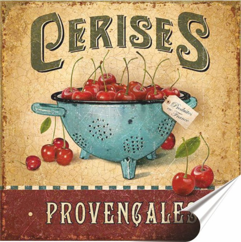 Wiśnie Plakat Samoprzylepny Plakietka(motyw metalowego szyldu)#02932